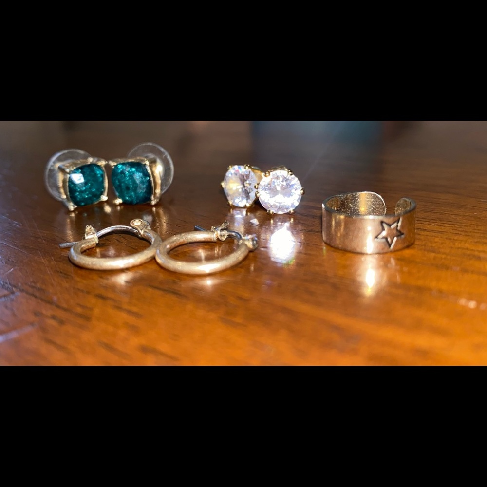 gold dainty earring ensemble
